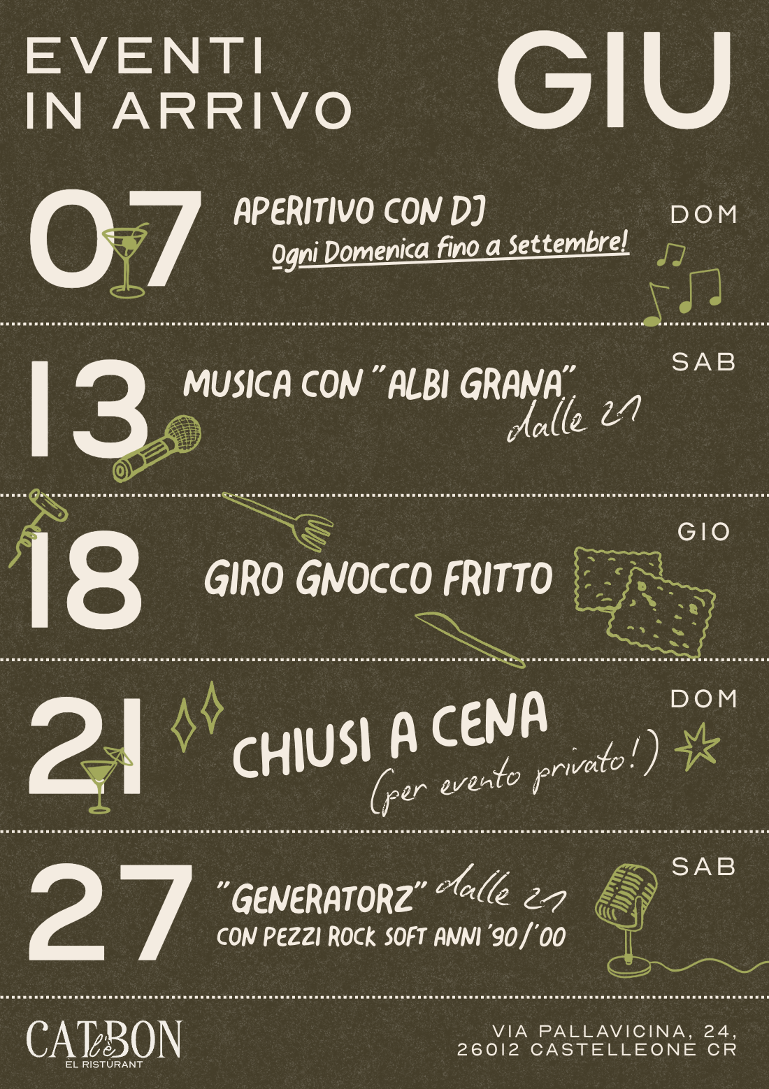 Gli eventi e gli aperitivi di Cat l’è Bon